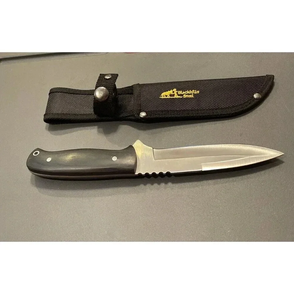 Blackhills Steel Black Wood Handle Hunter Bowie 9.5